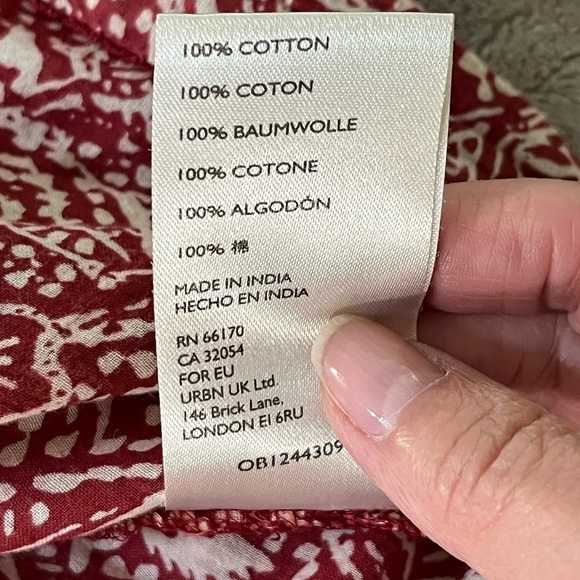 Free People We The Free Cool Meadow Red Boho Printed Blouse Cotton Size Small - Picture 11 of 15